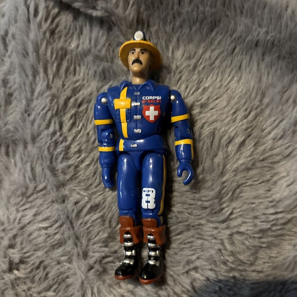 Lanard 1999 Corps Dept 8 Emergency Rescue Firefighter Blue Yellow Figure